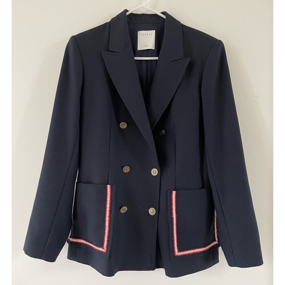 Sandro Women’s Double-breasted Blazer - Navy - Size 40